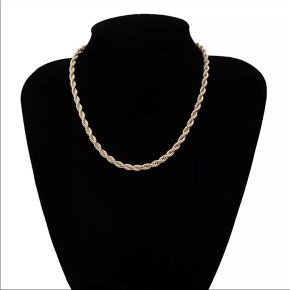 20”NEW GOLD CUBAN TWISTED CHOKER NECKLACE, NICE NECKLACE, CUTE NECKLACE - Picture 5 of 9